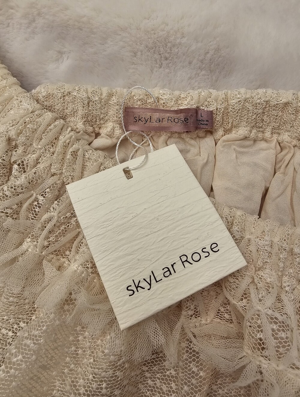 New Skylar Rose Porsha Off The Shoulder Boho Lace Maxi Dress Size Large - Picture 11 of 12